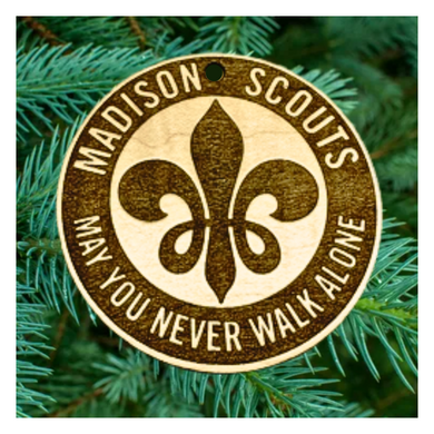 Madison Scouts Wood Fleur Logo Ornament